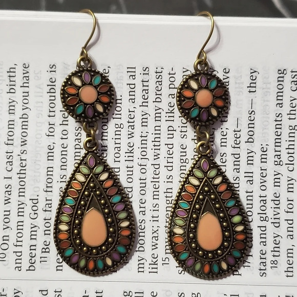New Bohemian Teardrop Dangle Multicolor Earrings - Picture 1 of 2